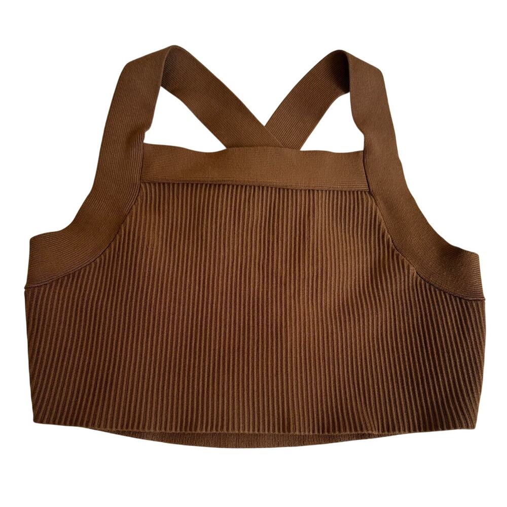 House of Harlow Knit Crop Top Brown Medium Crisscross